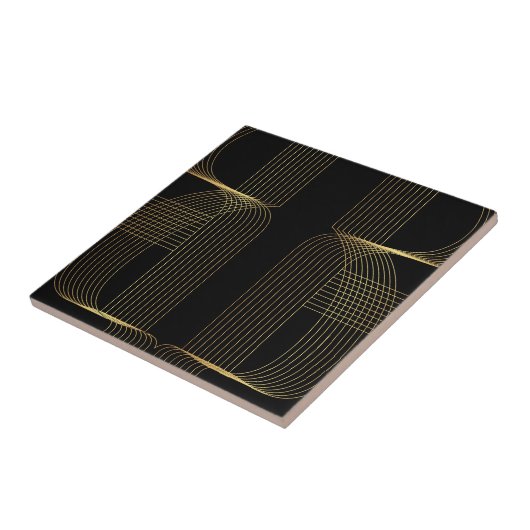Gold, Schwarzes, elegante, coole, einzigartige Fliese (Seite)