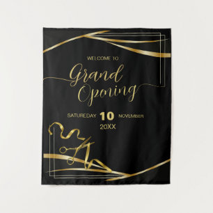 Gold Schwarzes Eröffnungsbanner für Unternehmen Wandteppich