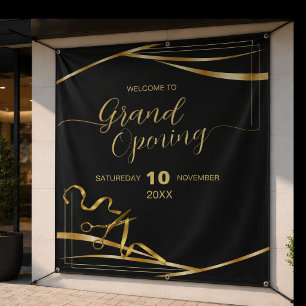 Gold Schwarzes Eröffnungsbanner für Unternehmen - Wandteppich