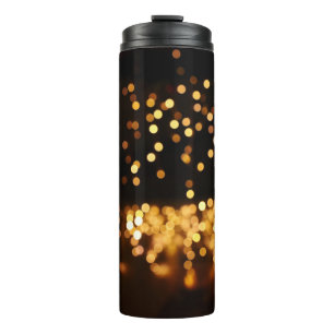 Gold Schwarzes Glitter: Abstrakter unscharfer Hint Thermosbecher