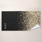 Gold Schwarzes Glitter Girly Monogramm Anfangsbuch Badehandtuch (Badehandtuch)