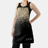 Gold Schwarzes Glitter Girly Monogramm Anfangsbuch Schürze (InSitu)