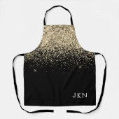 Gold Schwarzes Glitter Girly Monogramm Anfangsbuch Schürze (Vorderseite)