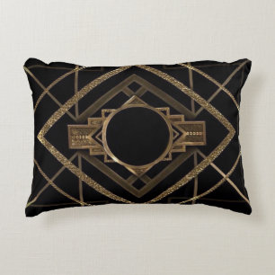 Gold, Schwarzes, Kunst-Deko, metallisch, Muster, Dekokissen