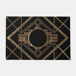 Gold, Schwarzes, Kunst-Deko, metallisch, Muster, Fußmatte
