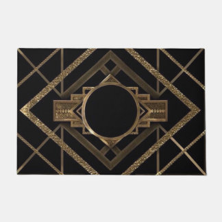 Gold, Schwarzes, Kunst-Deko, metallisch, Muster, Fußmatte