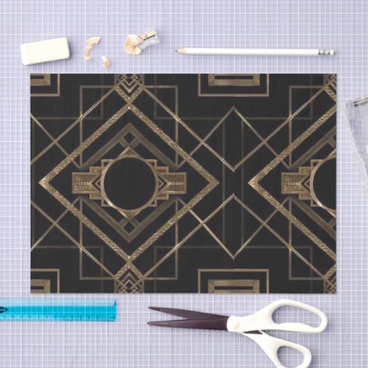 Gold, Schwarzes, Kunst-Deko, metallisch, Muster, Seidenpapier (Handwerk)