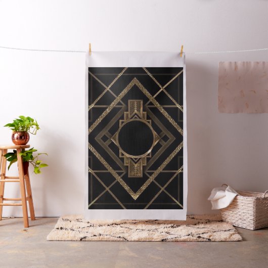 Gold, Schwarzes, Kunst-Deko, metallisch, Muster, Stoff (Beispiel)