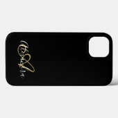 Gold Schwarzes Mädchenname Monogramm Case-Mate iPhone Hülle (Rückseite (Horizontal))