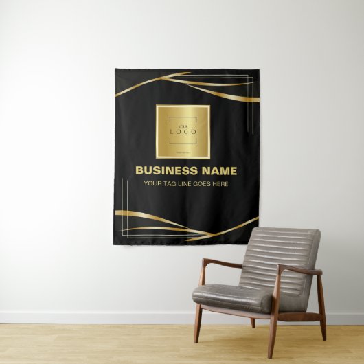 Gold Schwarzes Markenlogo Geschäft Fotoautomat Wandteppich (Beispiel)