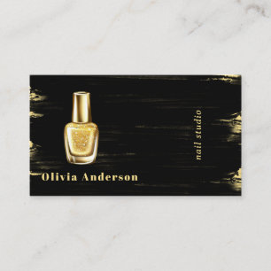 Gold Schwarzes Nagelstudio Moderne Stylische Nagel Visitenkarte