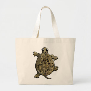 Gold schwarzes Paisley ClimbingTurtle Jumbo Stoffbeutel