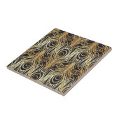 Gold, Schwarzes, Pfaumuster, Kunst nouveau, Fliese (Seite)