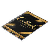 Gold Schwarzes Skript Luxus Glitter Moderne Chic L Notizblock (Linke Seite)