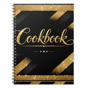 Gold Schwarzes Skript Luxus Glitter Moderne Chic L Notizblock