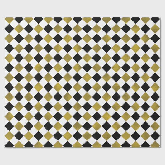 Gold, Schwarzes, + Weißer Diamant-karierte Geschenkpapier (Flach)