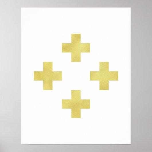 Gold Schweizer Crossart Print Moderne minimalistis Poster (Vorne)