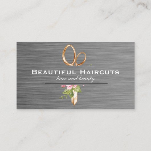 Gold Scissors-Blume | Hair Stylist Visitenkarte (Vorderseite)