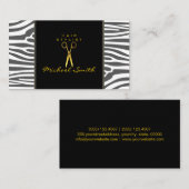 Gold Scissors Hair Stylist Modern Zebra Skin #66 Visitenkarte (Vorne/Hinten)