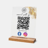 Gold Scissors Metal Business Card mit QR Code Acrylschild (Winkel)