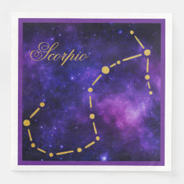 Gold Scorpio-Sternbild auf der dunklen Galaxie | Serviette
