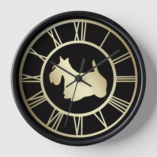 Gold Scottie Dog Uhr (Vorderseite)