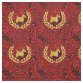 Gold Scottish Wreath Rich Red Paisley Stoff (Muster)