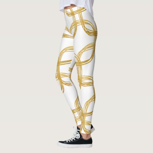Gold Scribble Circles Moderne Chic Wählen Sie eine Leggings (Links)