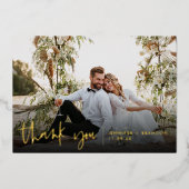 Gold Scrip Elegant Vielen Dank für Ihre Hochzeit F Folieneinladung (Vorderseite)