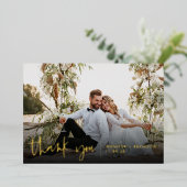 Gold Scrip Elegant Vielen Dank für Ihre Hochzeit F Folieneinladung (Stehend vorne)