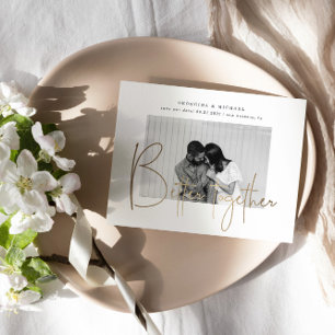 Gold Script 1 Foto Save the Date Verlobung Postkarte
