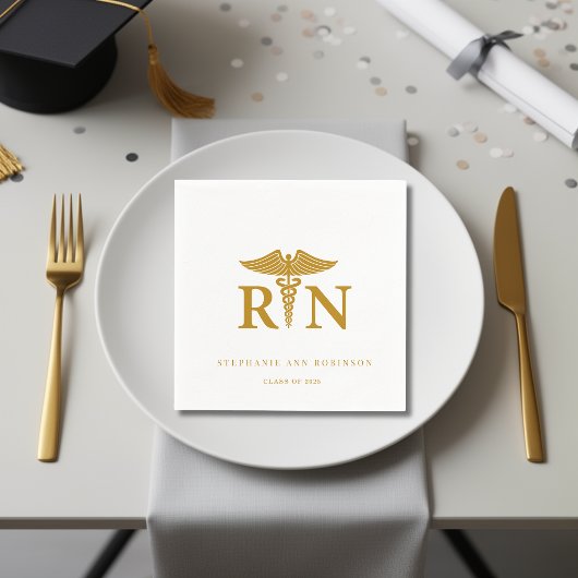 Gold Script 2025: Nurse Graduation Party Serviette