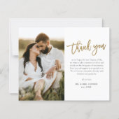 Gold Script 2 Foto Hochzeit Dankeschön Karte (Vorderseite)