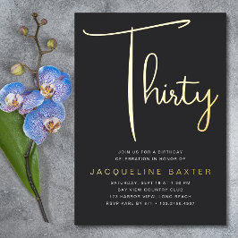 Gold Script 30. Geburtstag Party Folieneinladung