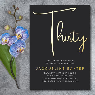 Gold Script 30. Geburtstag Party Folieneinladung