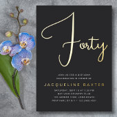 Gold Script 40. Geburtstag Party Folieneinladung
