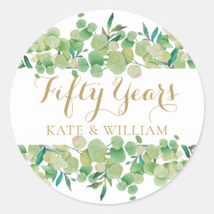 Gold Script 50 Jahre 50. Hochzeitstag Runder Aufkleber