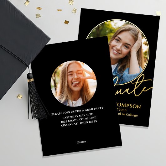 Gold Script Abschluss Multi Foto Vorlage