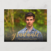 Gold Script-Abschluss SAVE THE DATE Postkarte (Vorderseite)