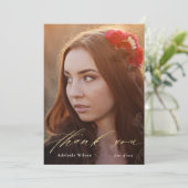 Gold Script Abschluss Vielen Dank für Ihr Foto Dankeskarte (Stehend Vorderseite)