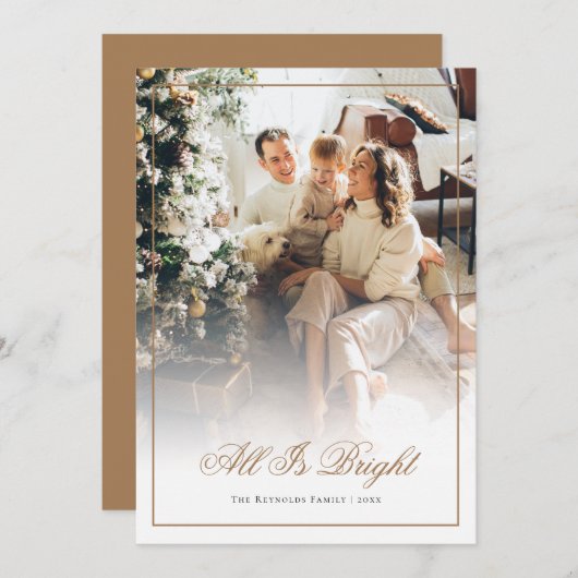 Gold Script alles ist hell Foto Weihnachten (Vorne/Hinten)