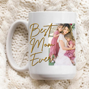 Gold Script Beste Mama je Foto Geburtstagskaffee Tasse
