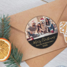 Gold Script Black Family Foto Frohe Weihnachten