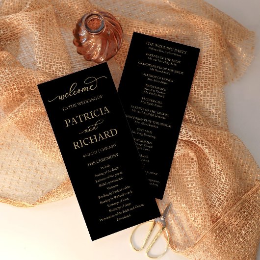 Gold Script Black Wedding Program Programm