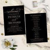 Gold Script Black Wedding Program Programm