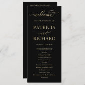 Gold Script Black Wedding Program Programm (Vorne/Hinten)