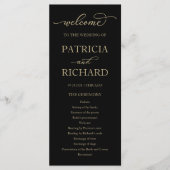 Gold Script Black Wedding Program Programm (Vorderseite)