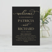 Gold Script Black Wedding Program Programm (Stehend Vorderseite)