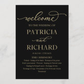 Gold Script Black Wedding Program Programm (Vorderseite)
