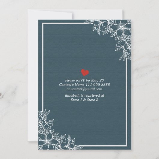 Gold Script Bloral Brunch Bubbly Brautparty Einladung (Rückseite)